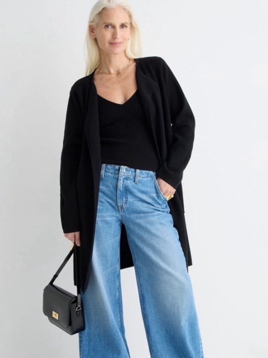 J. Crew Sweaters - J Crew Juliette Collarless Cardigan Sweater Cardigan Blazer in Black Size L